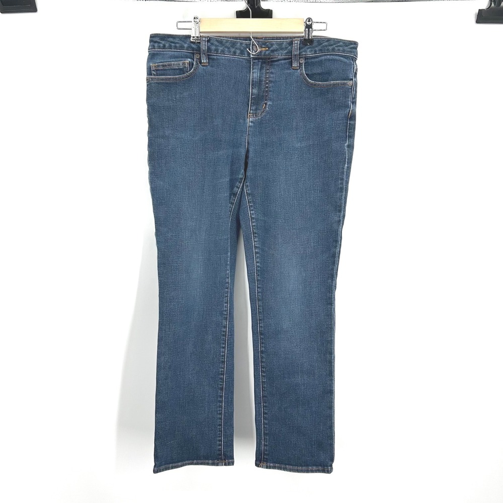 Lands' End Womens Blue Mid Rise Straight Leg Denim‎ Jeans Petite Size 14P